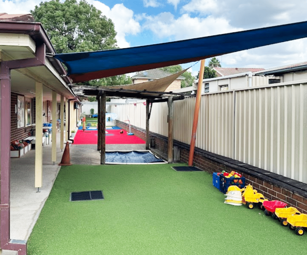 childcare outdoor area with toys